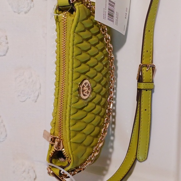 Anne Klein Tropic Chartreuse Mini Quilted Crossbody Bag ⚜️ 👑 ⚜️ - Picture 6 of 13